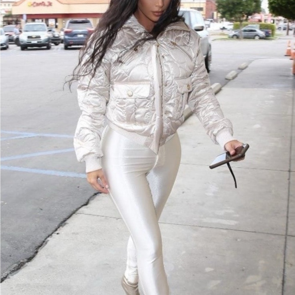Stylish Quilted Jacket and Shiny Leggings